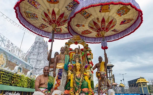 Malayappa Swamy takes celestial ride on Hanumantha Vahanam on Monday
