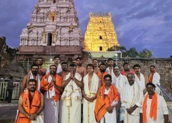 Madhav and other BJP leaders had the darshan of presiding deities at Srisailam ahead of PM Modi's visit in a week.