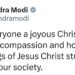 PM Modi Extends Christmas Wishes, Calls for Peace and Harmony