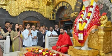 Nara Lokesh and his wife Brahmani offered special prayers at the Shirdi Sai Baba temple and participated in Kakada Aarti rituals.