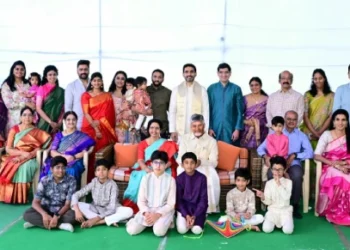 CM Chandrababu Naidu celebrates Sankranthi at Naravaripalle with family, offering prayers and tributes as the village shines.