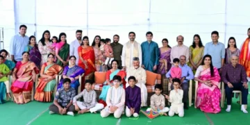 CM Chandrababu Naidu celebrates Sankranthi at Naravaripalle with family, offering prayers and tributes as the village shines.