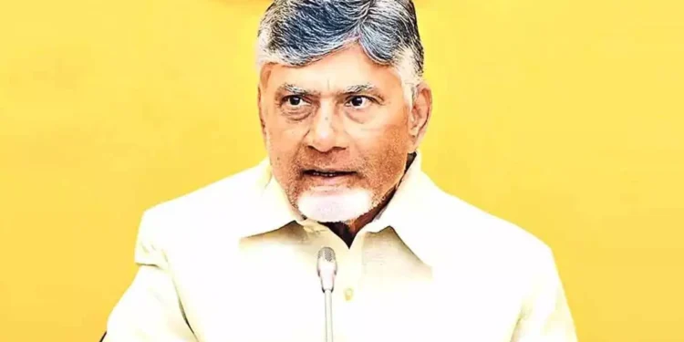 Andhra Pradesh Chief Minister Chandrababu Naidu during an official meeting