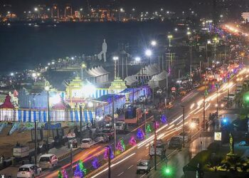 Crowds gather at RK Beach during Visakha Utsav celebrations in Visakhapatnam