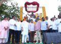 superstar krishna statue unveiled at vijayawada lenin center as film and political leaders pay tribute to the legendary actor.