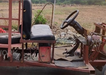 Auto driver Akhil with self-made electric vehicle in Telangana