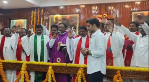 Minister Nara Lokesh attending church inauguration in Mangalagiri Guntur