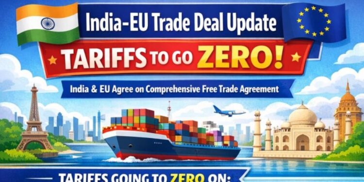 India and European Union officials after finalising free trade agreement