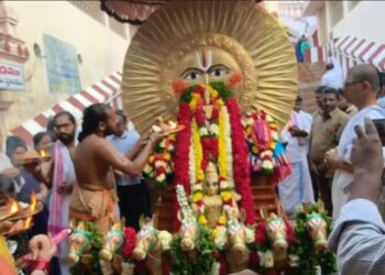 Lord Venkateswara on Surya Vahana during Rathasaptami at Dwaraka Tirumala