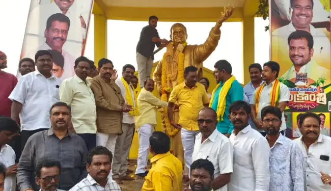 ntr is remembered for his tireless work for the poor and weaker sections on his death anniversary in bhimadolu.