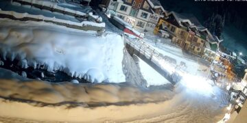 Heavy snowfall covers resort areas in Sonamarg Jammu Kashmir