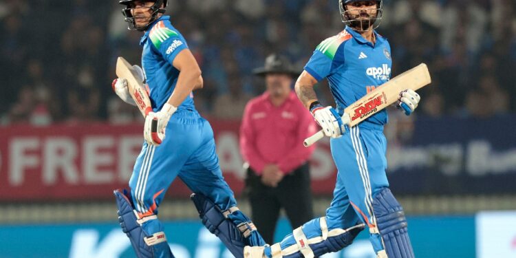 virat kohli leads india close to win as team india dominates the chase against new zealand in the first odi at vadodara.