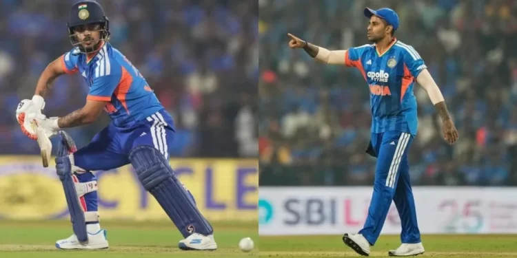 Suryakumar Yadav and Ishan Kishan celebrate during India vs New Zealand T20 match in Raipur