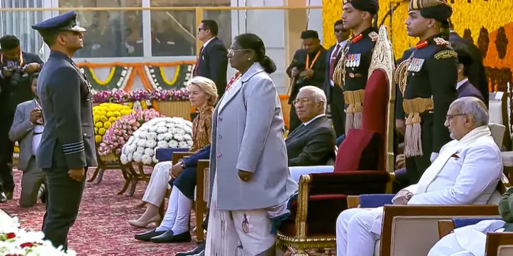 Wing Commander Shubhanshu Shukla receiving Ashoka Chakra Award on Republic Day