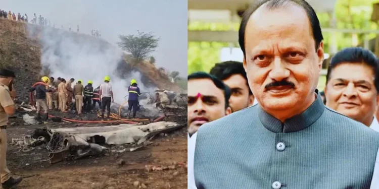 Wreckage near Baramati Airport after Ajit Pawar plane crash