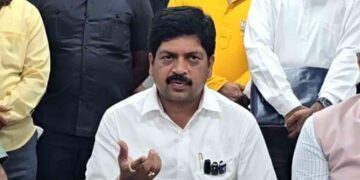 Kollu Ravindra addressing media on YSRCP governance issues