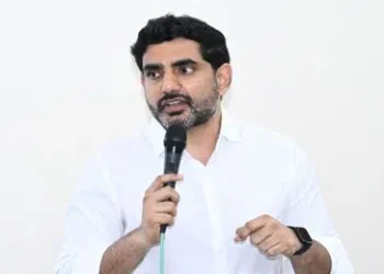 Nara Lokesh addressing TDP leaders on Tirumala sanctity issue