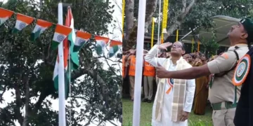 Venkayya Choudary hoisting national flag during Tirumala Republic Day celebrations