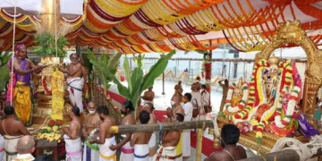 Dhwajarohanam at Sri Kalyana Venkateswara Swamy Temple Srinivasamangapuram