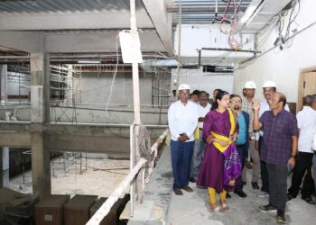 TTD JEO Dr. A. Sarath inspecting SPCHC hospital construction in Tirupati