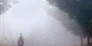 Dense fog covering roads and fields in Nellore district