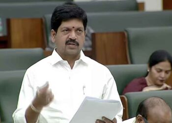 Kollu Ravindra delivering Assembly speech on Andhra Pradesh mineral resources