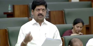 Kollu Ravindra delivering Assembly speech on Andhra Pradesh mineral resources