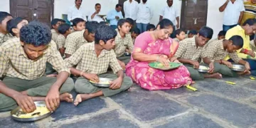 Students at AP BC Gurukulas with renovated hostels and classrooms AP BC Gurukulas