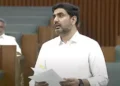 Nara Lokesh speaking at AP Assembly lobby