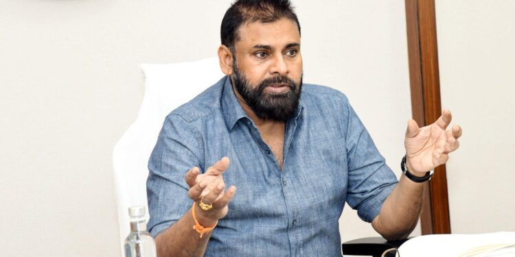 Pawan Kalyan addressing supporters during Telangana election campaign