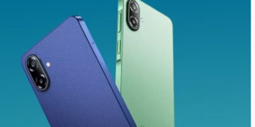 Samsung Galaxy F70e 5G smartphone with leather finish and 120Hz display