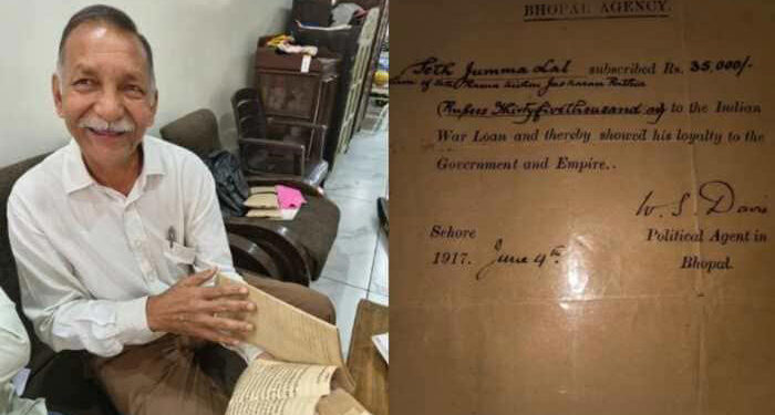 Sehore family documents showing 1917 British loan repayment demand