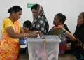 Voters casting ballots in Bangladesh parliamentary elections