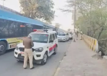 Delhi Peeragadhi Flyover crime scene with police investigation