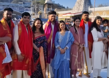 USA cricketers at Tirumala Lord Venkateswara temple