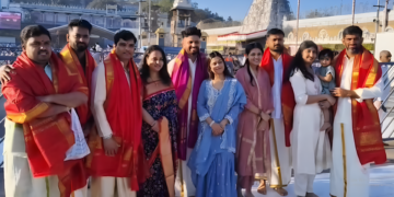 USA cricketers at Tirumala Lord Venkateswara temple