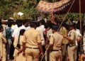 Villagers protest at ONGC site in Veeravellipalem, Konaseema