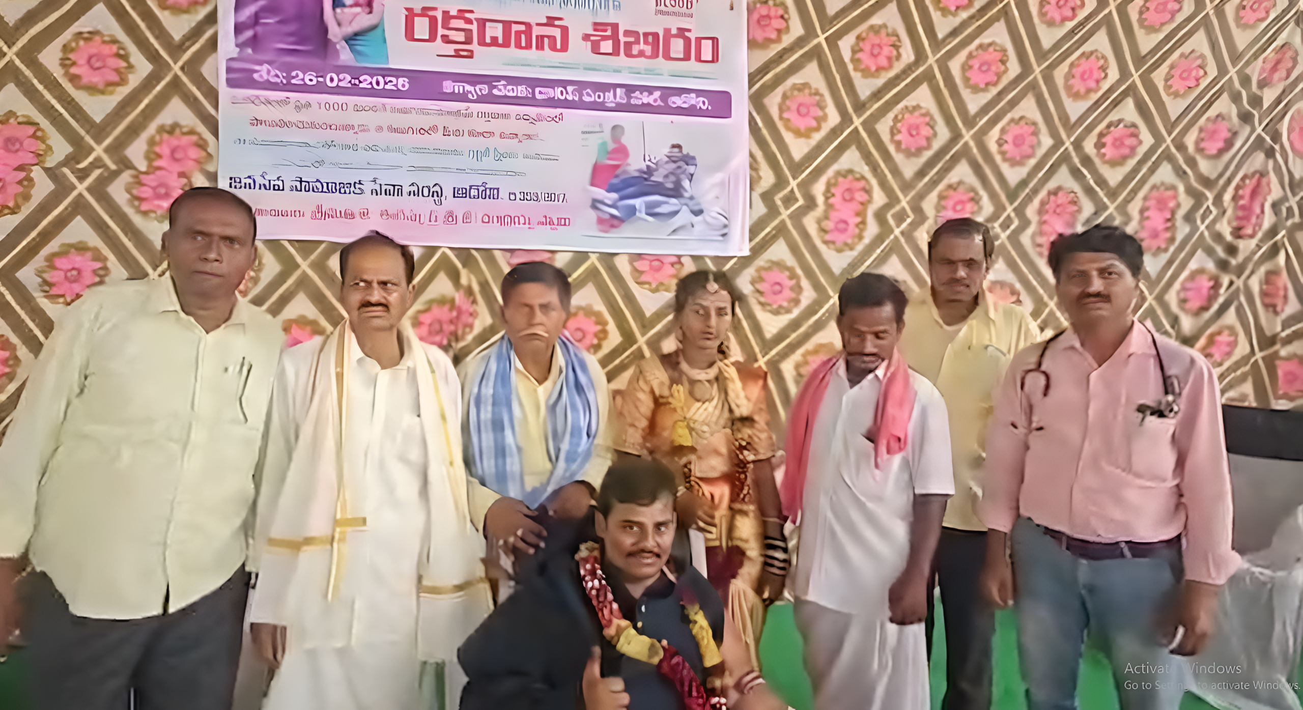 Virupakshi Swami donating blood at his wedding blood drive in Adoni