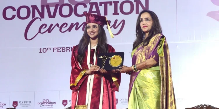 Sreeleela in graduation gown holding MBBS certificate