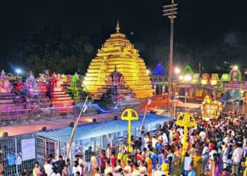 Devotees participating in Maha Shivaratri Vahanam processions at Sri Sailam