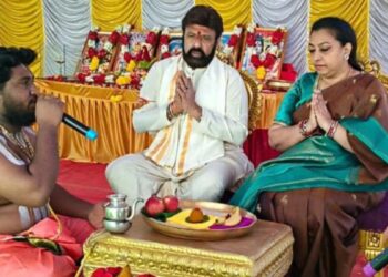Nandamuri Balakrishna performing Bhoomi Puja for new Hindupuram house