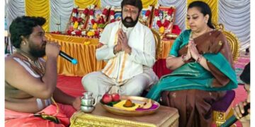Nandamuri Balakrishna performing Bhoomi Puja for new Hindupuram house