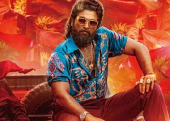 Allu Arjun in Pushpa 2 performing an action scene with Japanese audience reactions