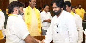 Pawan Kalyan and Balakrishna meeting inside AP Assembly chamber