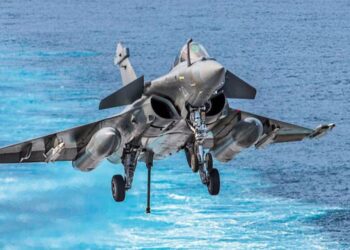 Indian Air Force Rafale fighter jet during combat exercise