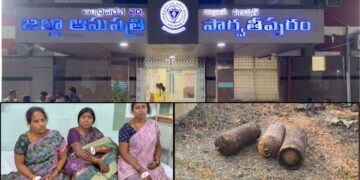 Officials inspecting rural water pump house after chlorine gas leak in Ampavalli