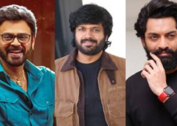 Anil Ravipudi with Victory Venkatesh and Nandamuri Kalyan Ram on set of 2027 movie
