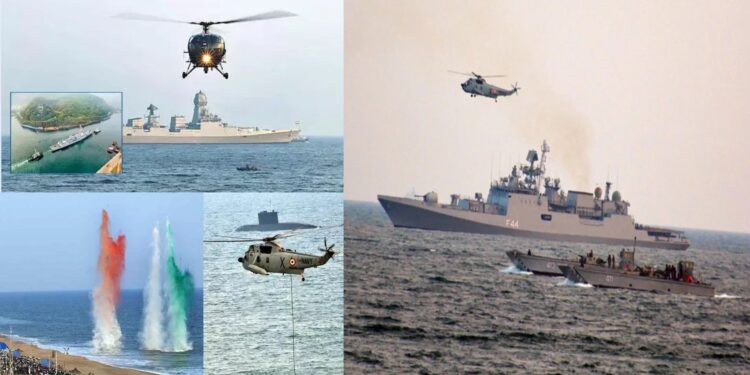 MiG-29 jets and naval helicopters at Fleet Review 2026 in Visakhapatnam