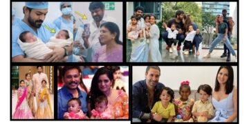 Celebrities with twins celebrating double joy