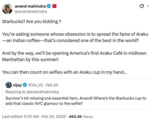 Araku Coffee Manhattan Launch Announced by Anand Mahindra
